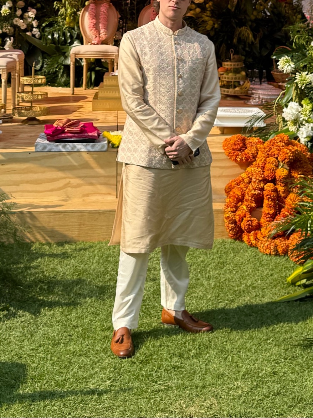 Custom peach/gold Indian Kurta Set